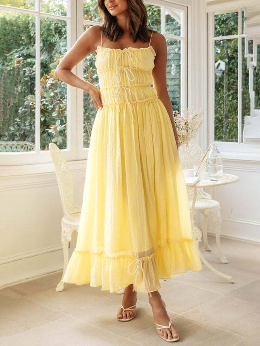 Rosalba | Women's Spaghetti Strap Boho Midi Dress