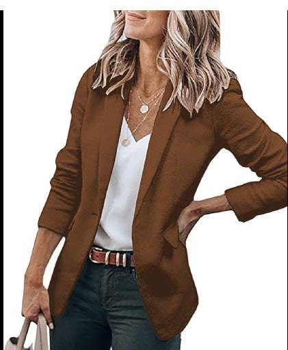 Rosalba | Women's Textured Elegant Blazer in Brown