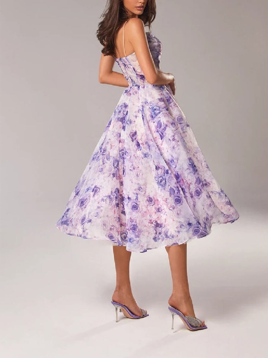 Rosalie | Women's Spaghetti Strap A-Line Boho Midi Dress