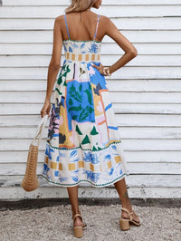 Rosalind | Women's Square Neck Boho Midi Dress