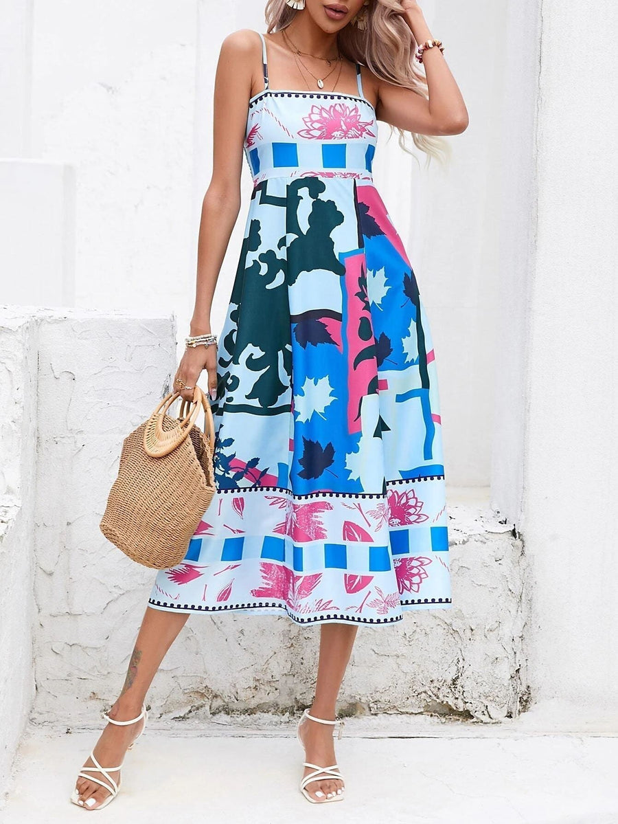 Rosalind | Women's Square Neck Boho Midi Dress