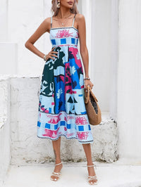 Rosalind | Women's Square Neck Boho Midi Dress