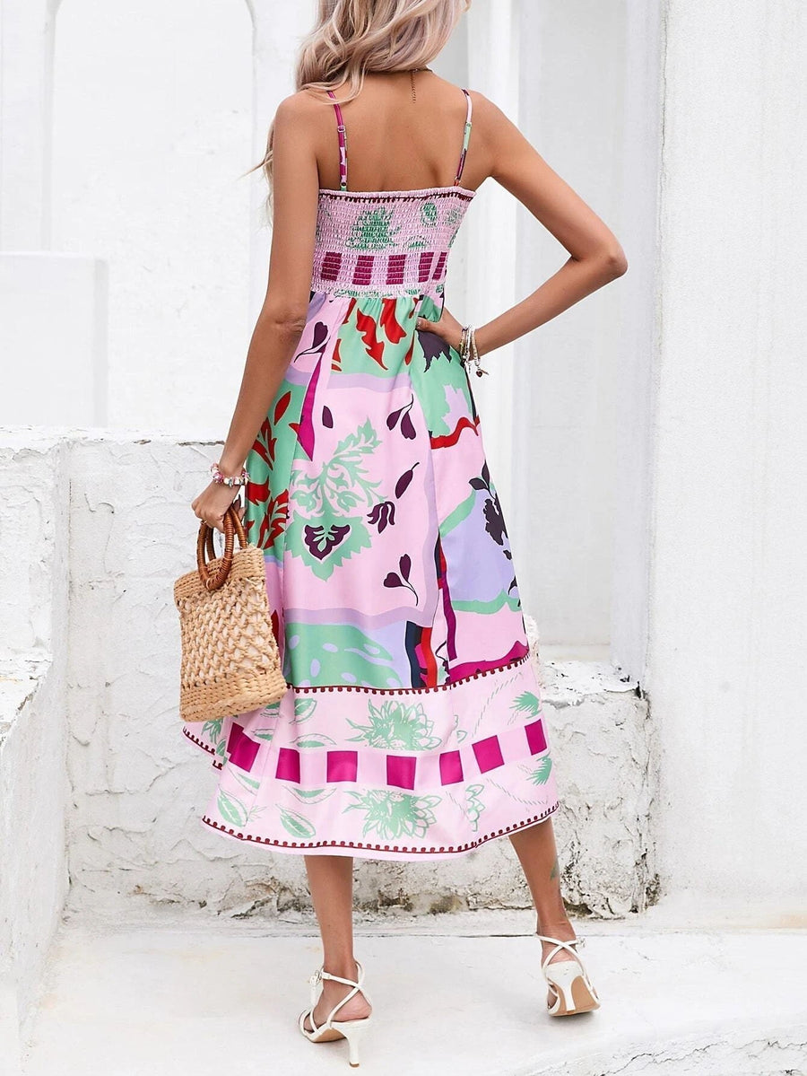 Rosalind | Women's Square Neck Boho Midi Dress