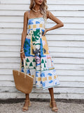 Rosalind | Women's Square Neck Boho Midi Dress