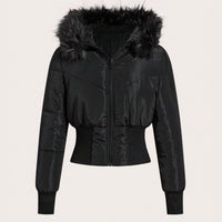 Rosalind | Women's Faux Fur Cozy Hooded Jacket in Black