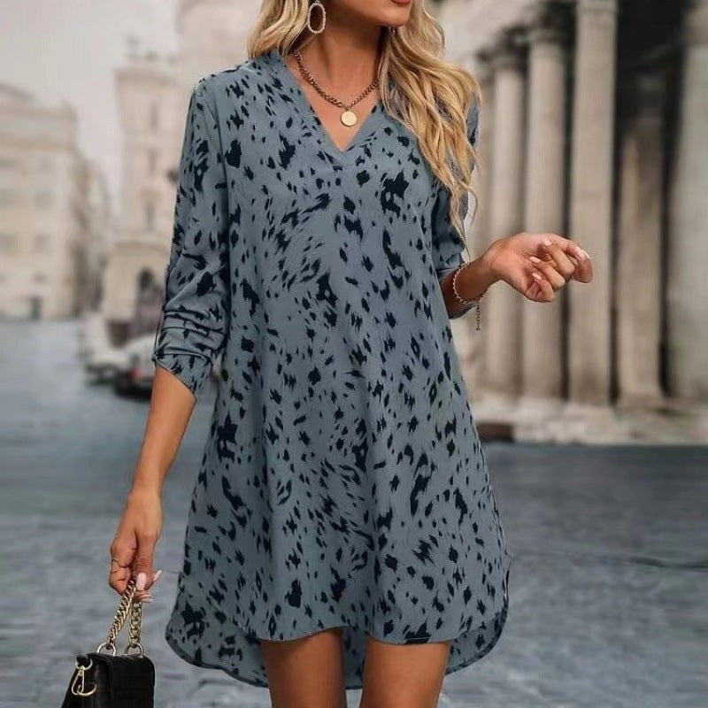 Rosalinda | Women's V-Neck Lightweight Tunic in Blue