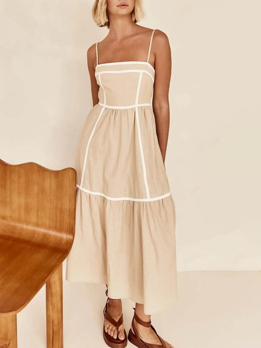 Rosalinde | Women's Sleeveless Midi Sundress in Apricot