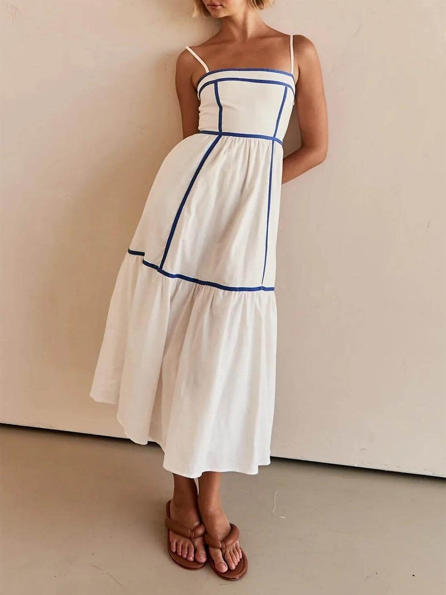 Rosalinde | Women's Sleeveless Midi Sundress in Blue