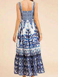 Rosamund | Women's Square Neck Tiered Boho Midi Dress