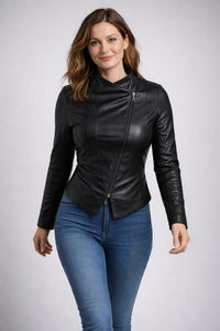 Rosamunde | Women's Oversized Leather Jacket in Black