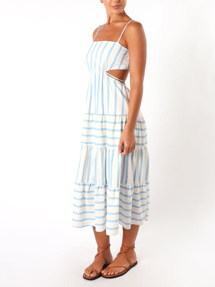Rosannah | Women's Striped Open Back Midi Sundress