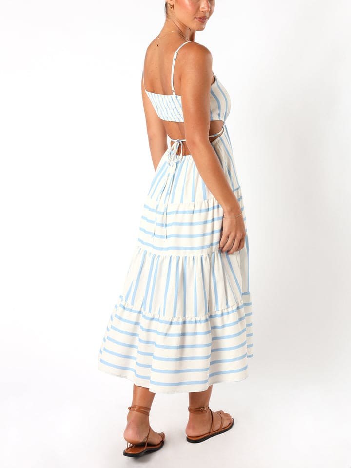 Rosannah | Women's Striped Open Back Midi Sundress