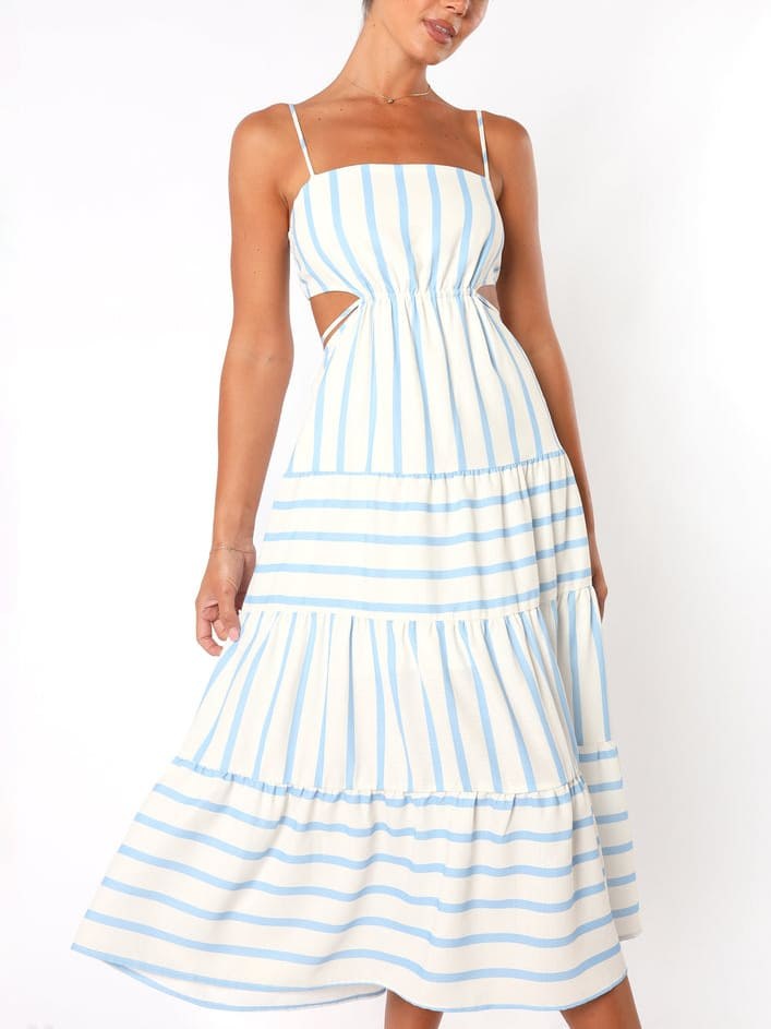 Rosannah | Women's Striped Open Back Midi Sundress