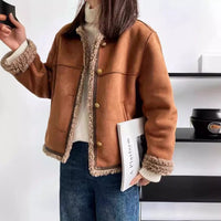 Rosetta | Women's Cozy Leather Jacket in Brown