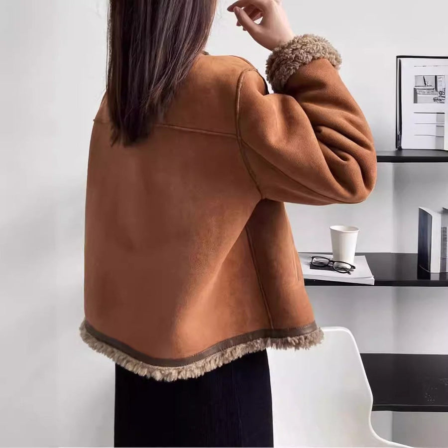 Rosetta | Women's Cozy Leather Jacket in Brown