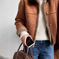 Rosetta | Women's Cozy Leather Jacket in Brown