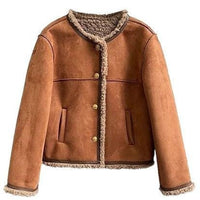 Rosetta | Women's Cozy Leather Jacket in Brown