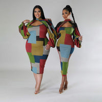 Rosetta | Women's Voluminous Long Sleeve Dress in Camouflage