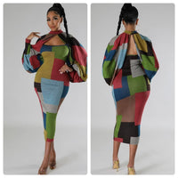Rosetta | Women's Voluminous Long Sleeve Dress in Camouflage