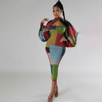 Rosetta | Women's Voluminous Long Sleeve Dress in Camouflage