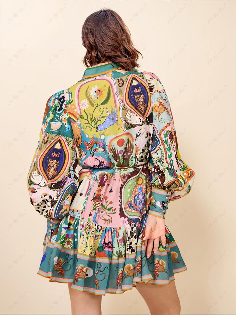 Rosina | Women's Long Sleeve Boho Mini Dress