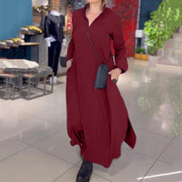 Rosina | Women's Stand Collar Long Sleeve Pockets Elegant Dress