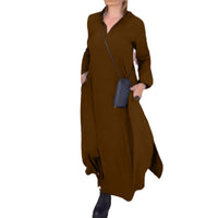 Rosina | Women's Stand Collar Long Sleeve Pockets Elegant Dress