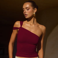 Rosmunda | Women's Asymmetric Top in Burgundy