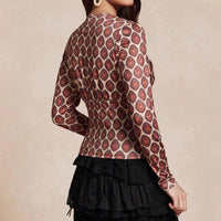Roxane | Women's V-Neck Long Sleeve Top in Bordeaux Red
