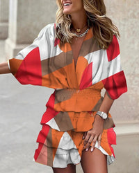 Roxane | Women's Ruffled Boho Mini Dress in Red