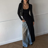 Rozalia | Women's Asymmetric Long Sleeve Dress in Black