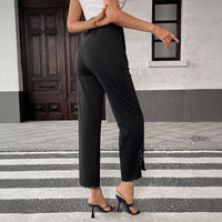 Rozenn | Women's Ruffle Pockets Elegant Pants – Dress Pants in Black