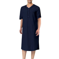 Ruby | Women's Button-Front Stand Collar Short Sleeve Modern Dress