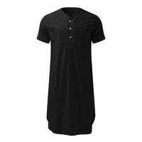 Ruby | Women's Button-Front Stand Collar Short Sleeve Modern Dress in Black