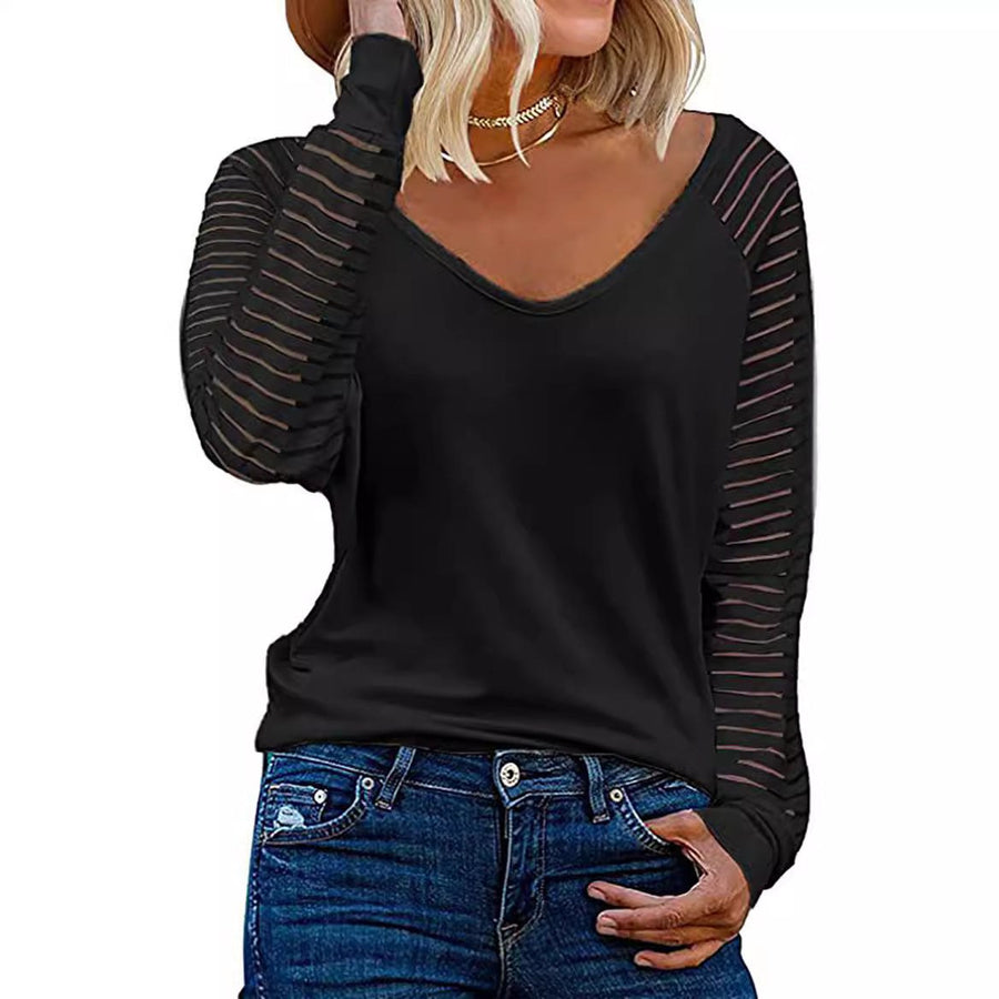 Ruby | Women's V-Neck Long Sleeve Shirt in Black