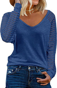 Ruby | Women's V-Neck Long Sleeve Shirt in Dark Blue