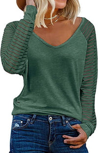 Ruby | Women's V-Neck Long Sleeve Shirt in Dark Green
