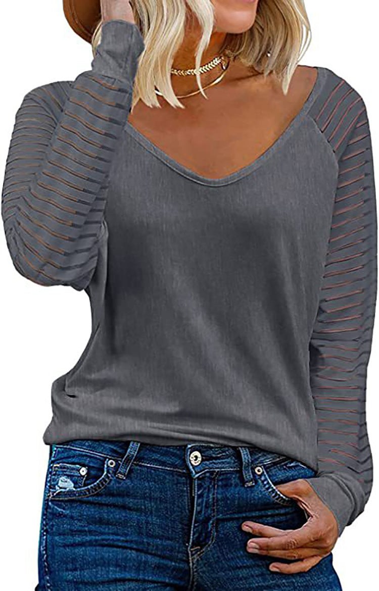Ruby | Women's V-Neck Long Sleeve Shirt in Gray