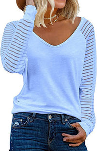 Ruby | Women's V-Neck Long Sleeve Shirt in Light Blue