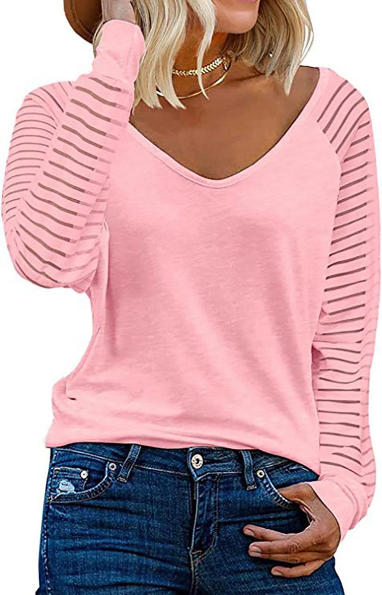 Ruby | Women's V-Neck Long Sleeve Shirt in Pink