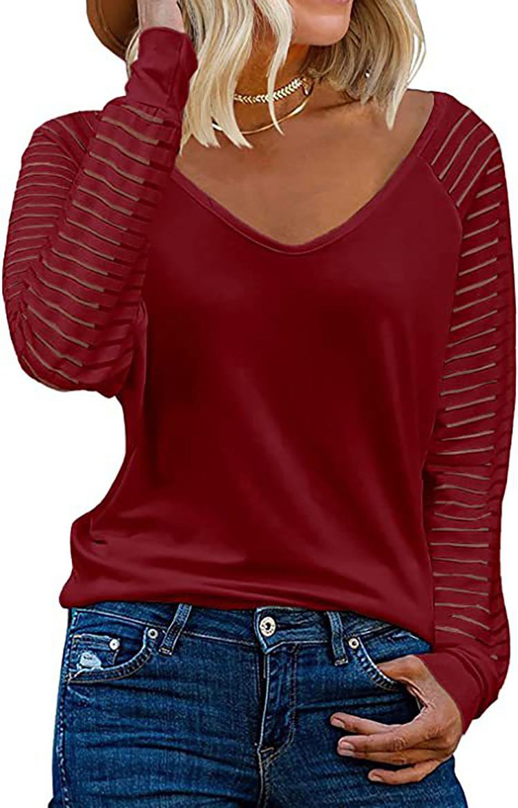 Ruby | Women's V-Neck Long Sleeve Shirt in Red