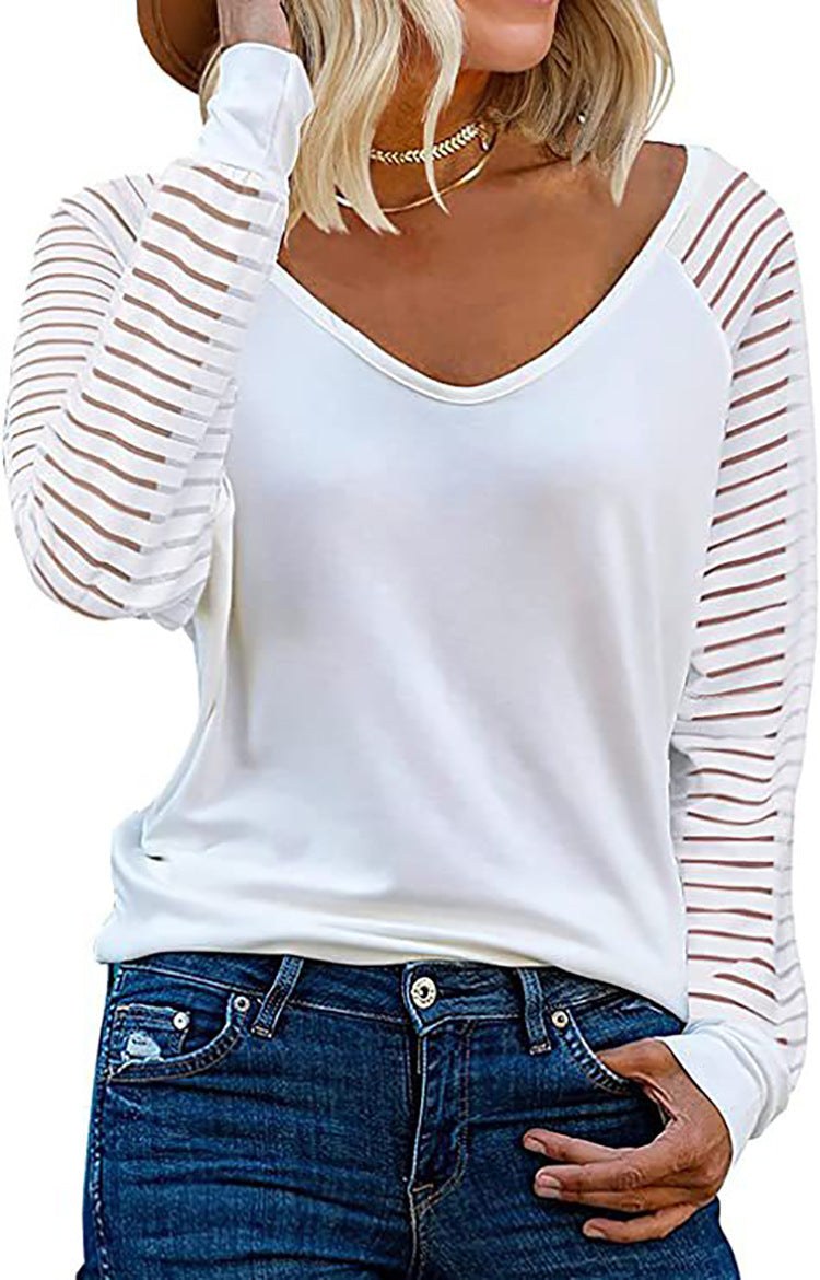 Ruby | Women's V-Neck Long Sleeve Shirt in White