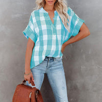 Runa | Women's Short Sleeve Blouse in Blue