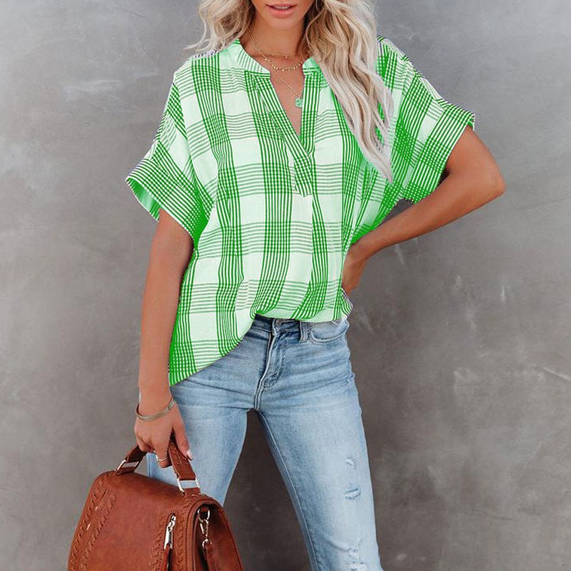 Runa | Women's Short Sleeve Blouse in Green