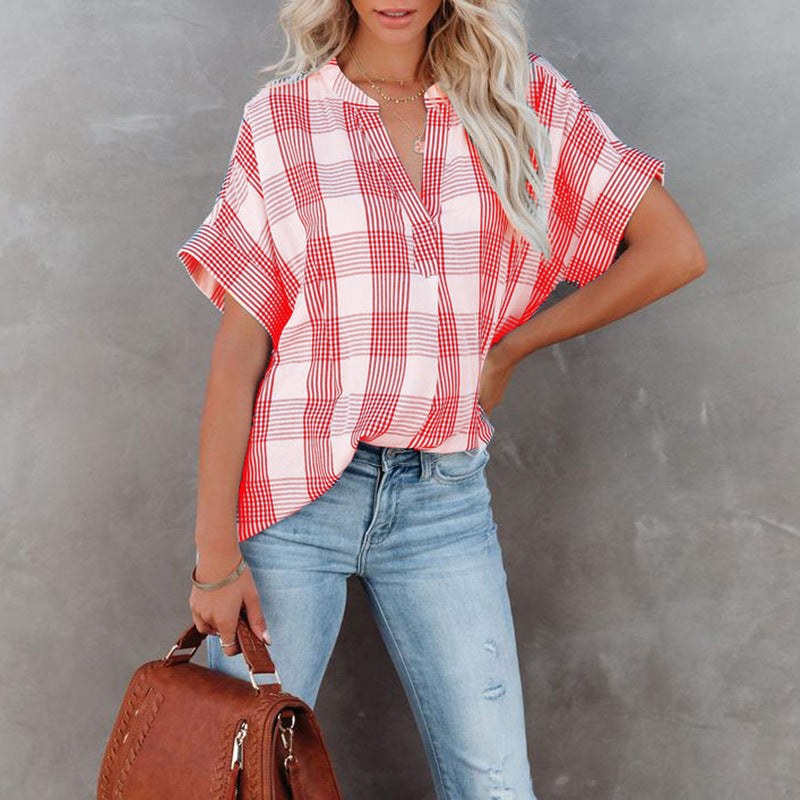 Runa | Women's Short Sleeve Blouse in Red