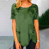 Runa | Women's Asymmetric Long Sleeve Floral Top in Green