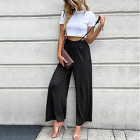 Rusalka | Women's High Waist Pockets Elegant Pants – Dress Pants in Black