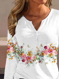Sabina | Women's Button Detail Long Sleeve Floral Top