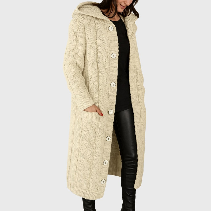 Sable | Women's Longline Length Cardigan in Beige