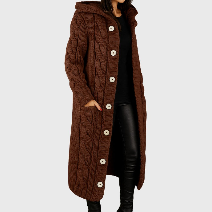 Sable | Women's Longline Length Cardigan in Brown